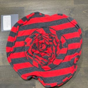 Kidcuteture Charcoal &Apple Striped Beret Medium